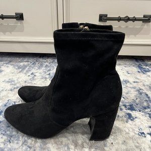 Black Suede Booties with Heel Size 7.5